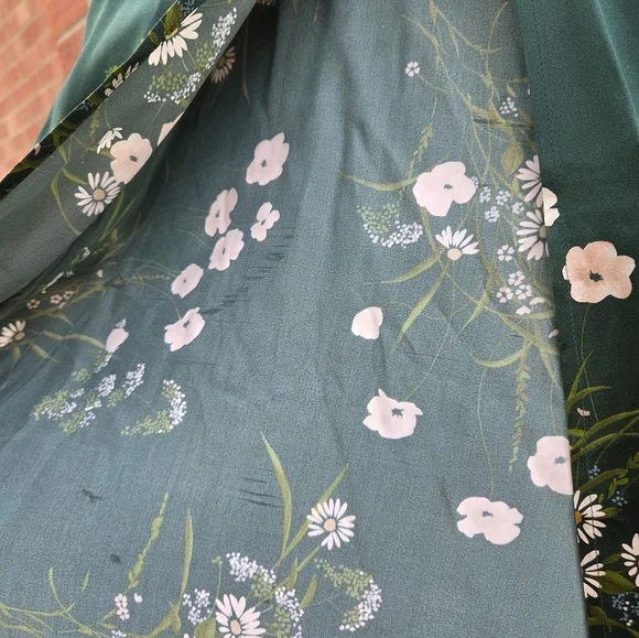 Reformation Birch Ruched Floral-Print Silk-Charmeuse Maxi Dress Green 12 Rare - Picture 6 of 9